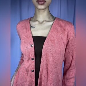 Croft & Barrow Coral 3/4 Long Sleeve Cardigan Sweater Size M Button Preppy Cozy